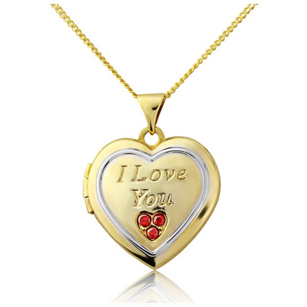 Buy 9ct Gold Plated Silver Red CZ I Love You Heart Locket at Argos.co.uk Your Online Shop for