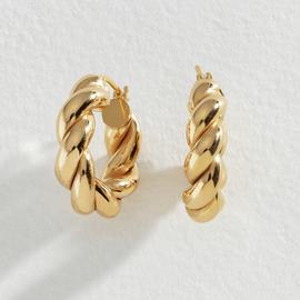 Revere 9ct Gold Plated Silver Twisted Hoop Earrings