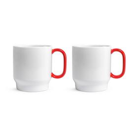 Designed By Sebastian Conran Set of 2 Porcelain Mugs – Red