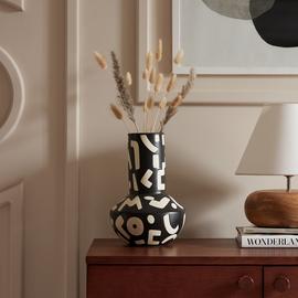 Habitat Wax Resist Shaped Vase - Black