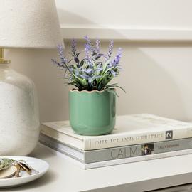 Habitat Artificial Lavender in Wavy Green Pot