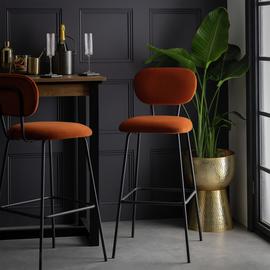 Habitat Ariana Pair of Fabric Counter Bar Stool - Copper