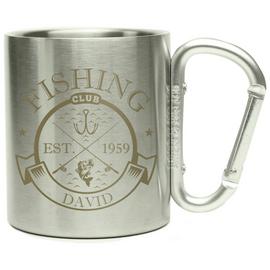 Personalised Message Fishing Club Stainless Steel Mug-Silver