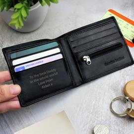 Personalised Message Free Text Black Leather Wallet