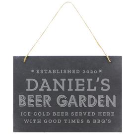 Personalised Message Beer Garden Hanging Large Slate Sign