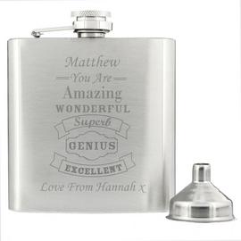 Personalised Message Vintage Typography Hip Flask - 170ml