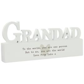 Personalised Message Free Text Heart Wooden Grandad Ornament
