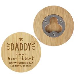 Personalised Message Star Bamboo Bottle Opener Coaster