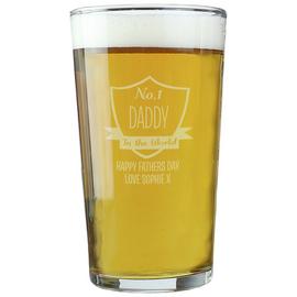 Personalised Message Number One Shield Pint Glass