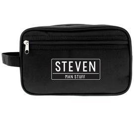 Personalised Message Free Text Black Toiletry Bag