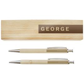 Personalised Message Name Only Wooden Pen And Pencil Set