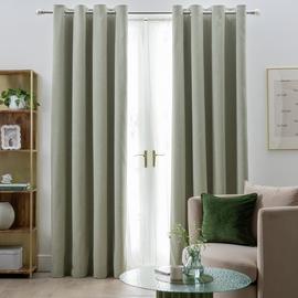 Habitat Textured Plain Blackout Lined Eyelet Curtains -Green