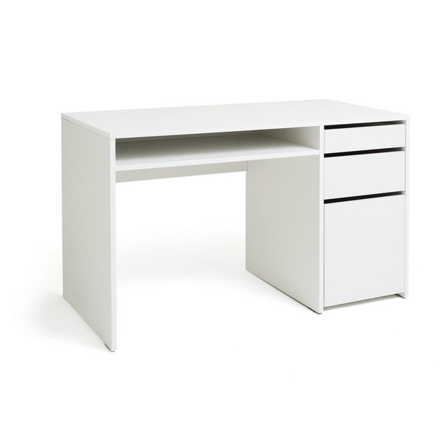 Long white deals office desk