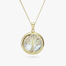 Revere 9ct Yellow Gold MOP Tree of Life Pendant Necklace