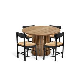 Habitat Jericho Natural Dining Table & 4 Black Chairs