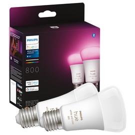 Philips Hue White and Colour E27 9W Smart LED Bulbs - 2 Pack
