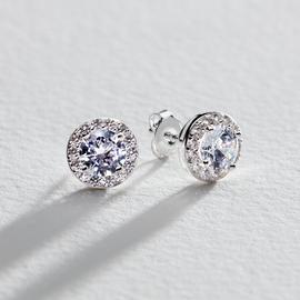 Revere Sterling Silver Cubic Zirconia Halo Stud Earrings