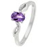 Revere Silver Oval Amethyst and Diamond Accent Twist Ring