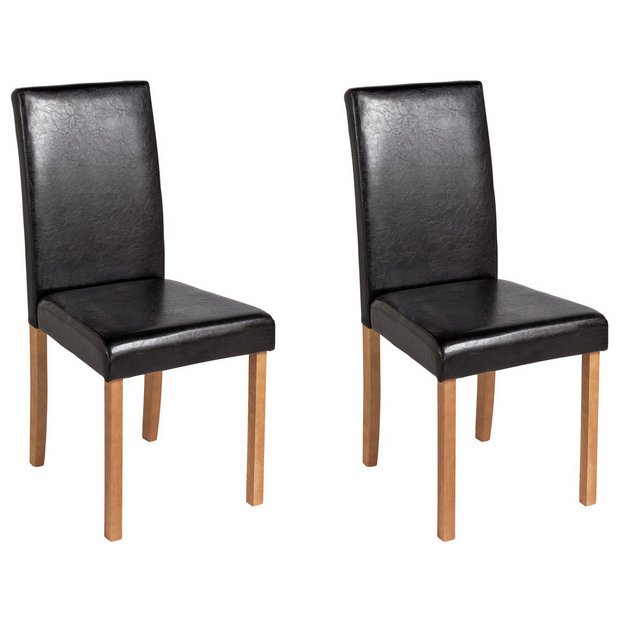 Buy HOME Pair of Leather Effect Mid Back Chairs - Black | Dining chairs