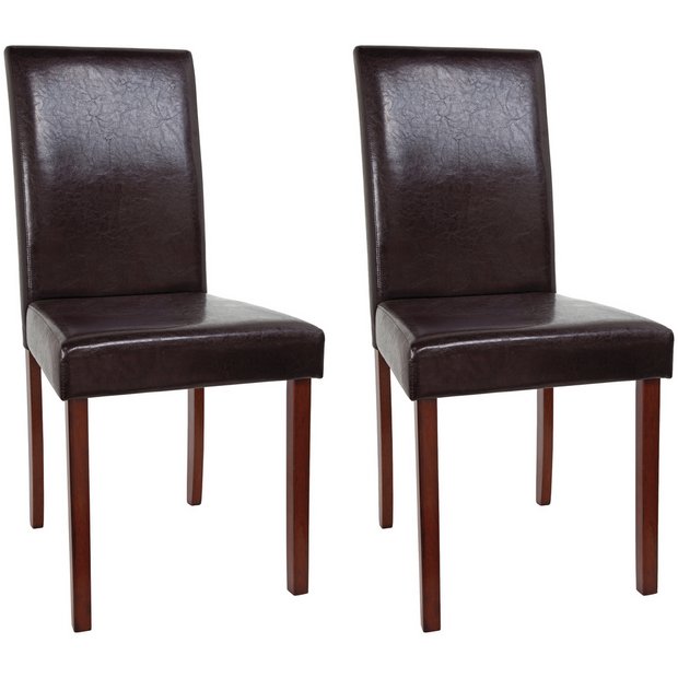 Buy HOME 2 Leather Effect Mid Back Chairs-Walnut Stain/Chocolate at