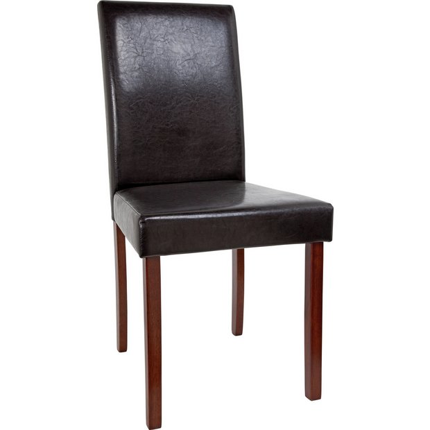 Buy HOME 2 Leather Effect Mid Back Chairs - Walnut Stain ...