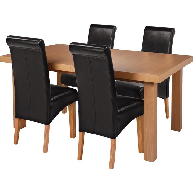 Buy Collection Wickham Dining Table & 4 Chairs-Oak Veneer/Black at