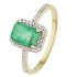 Revere 9ct Yellow Gold Emerald & 0.15ct Diamond Cluster Ring
