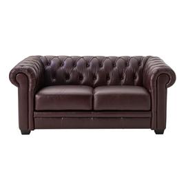 Habitat Chesterfield Leather 2 Seater Sofa - Chocolate