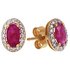Revere 9ct Yellow Gold Ruby and Diamond Cluster Earrings