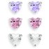 Revere Kids Sterling Silver Crystal Heart Earrings Set of 3