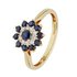 Revere 9ct Gold Sapphire & 010ct tw Diamond Flower Ring