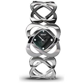 Seksy Ladies' Black Dial Crystal Set Hidden Hearts Watch
