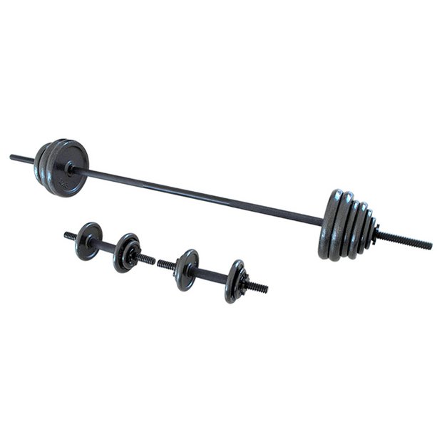 Buy Opti Cast Iron Bar and Dumbbell Set 48.8kg Dumbbells Argos