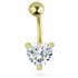 State of Mine Gold Colour Stainless Steel CZ Heart Belly Bar