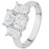 Revere Platinum Plated Silver 3 Stone CZ Baguette Ring