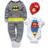 Batman, Superman, Flash 3 Piece Baby Gift Set - 6-9 Months