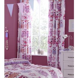 Catherine Lansfield Owl Curtains - 168x183cm - Pink.