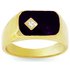 Revere Men's 9ct Gold Plated Silver Black Enamel CZ Ring