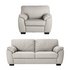 Collection Milano 3 Seater Leather Sofa and Chair - Grey