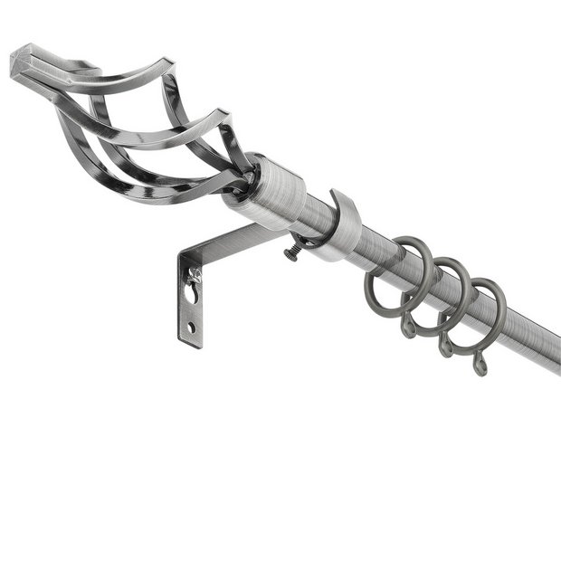 Buy HOME Extendable Metal Twist Curtain Pole Set Chrome at Argos.co