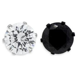 Revere Men's Stainless Steel Crystal Set of 2 Stud Earrings