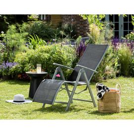 Argos Home Malibu Folding Recliner Garden Chair - Black