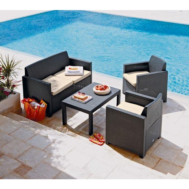Buy Merano Rattan Effect 4 Seater Patio Furniture Set Graphite at