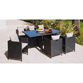 Argos Home Cube 6 Seater Rattan Effect Patio Set - Black