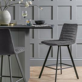 Argos Home Keaton Velvet Counter Bar Stool - Charcoal