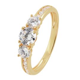 Revere 9ct Gold Cubic Zirconia 3 Stone Shoulder Ring