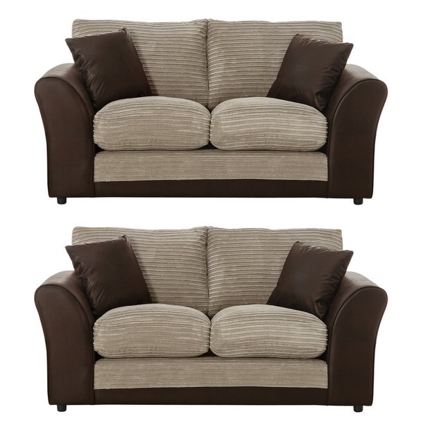 Buy HOME Harley 2 Seater and 2 Seater Fabric Sofa Natural at Argos.co