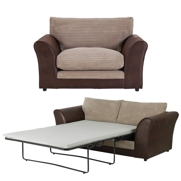 Buy HOME Harley 2 Seater Sofa Bed and Cuddle Chair - Natural at Argos