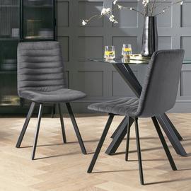 Argos Home Keaton Pair of Velvet Dining Chairs - Charcoal