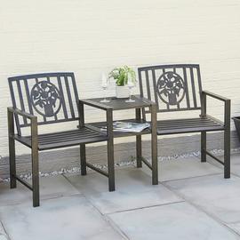Greenhurst Coalbrookdale Metal Garden Love Seats - Black